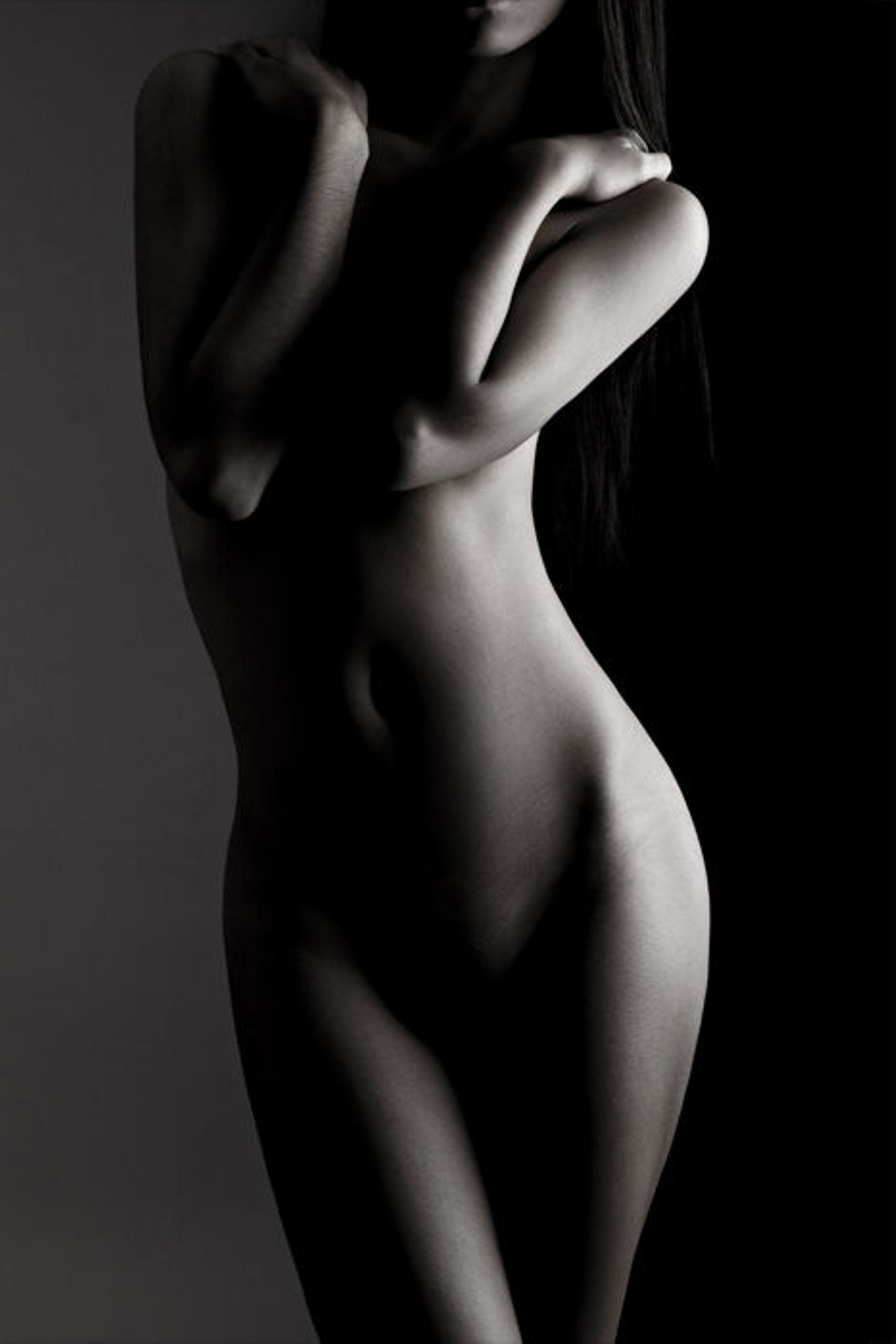 Nude Woman With Hat And Shadow Black White Photo Poster